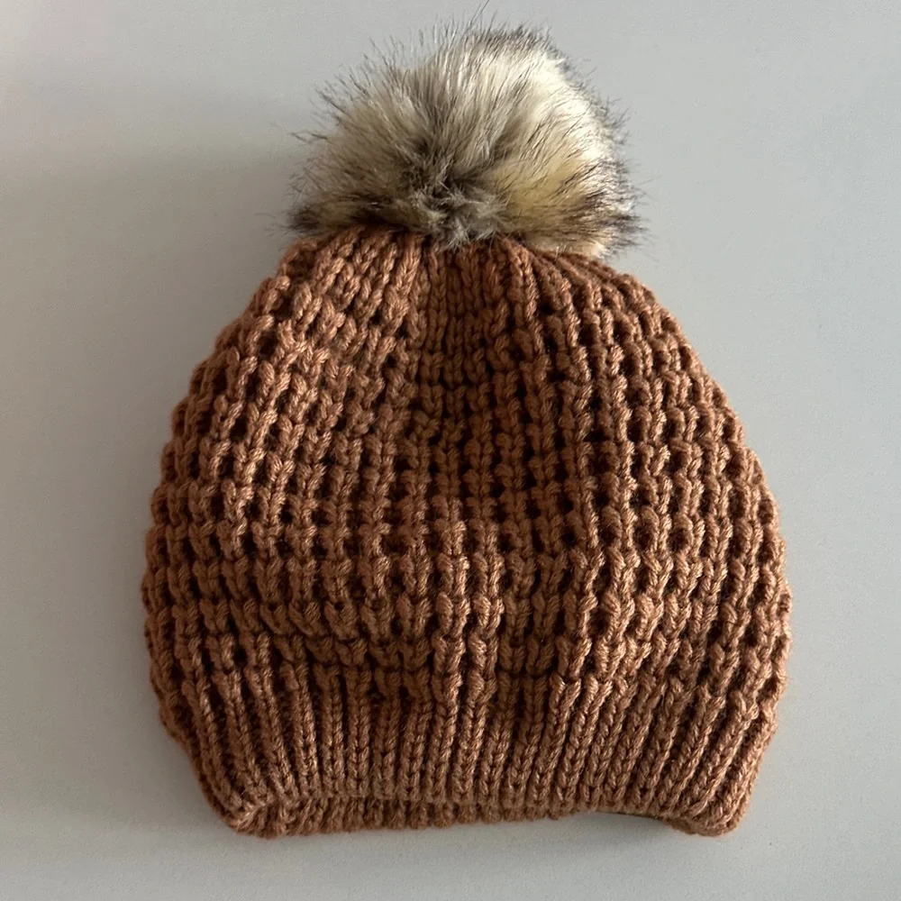 Warm Brown and Cream Beanie Duo - Picture 4 of 6